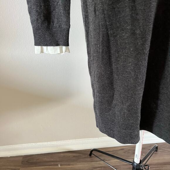 Boden Gray Wool Blend Layered Sweater Dress Sz 10 Long Length Preppy Work Office - Picture 3 of 8